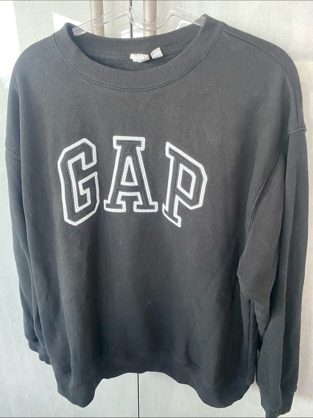 NWOT GAP Black Crewneck Sweatshirt with White Appliqué Logo